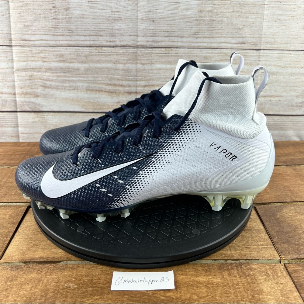 Nike Vapor Untouchable 3 White Navy Football Cleats - Picture 3 of 16